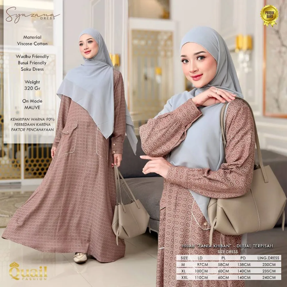 Syazana Dress | Gamis Muslimah Syar'i | Dress Printing Premium — foto 3