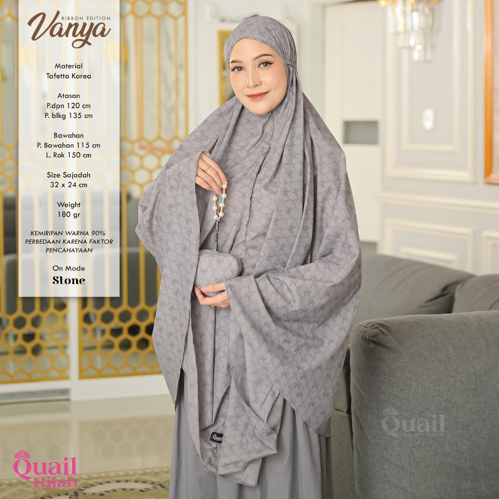 Quail Hijab - Vanya Florea Mukena Travel | Hampers Mukena Dewasa Remaja Daily Motif Printing Premium
