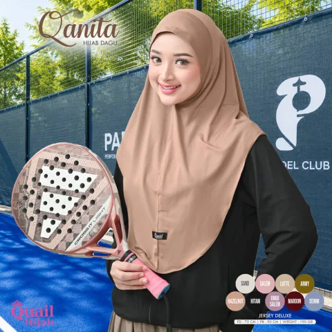 Qanita Jilbab Dagu | Bergo Instan Premium VIRAL jersey tebal