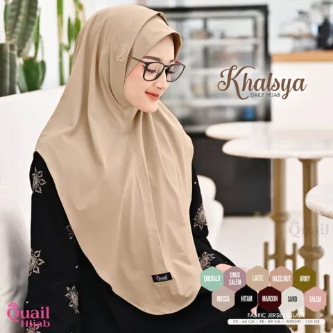 Khalsya Daily Hijab | Jilbab Kerudung Instan Lubang Kacamata Masker Praktis Santai Jersey Premium