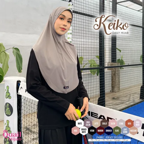Keiko Hijab Instan size M | Jilbab Kerudung Instan Non Pad Hijab Dagu Malay Jersey Premium