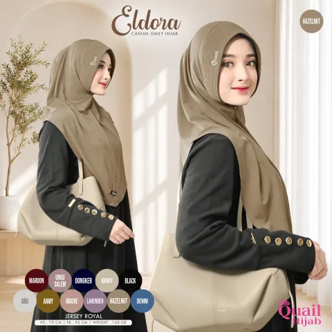 Eldora Daily Hijab Instan | Jilbab Kerudung Instan Panjang Pad Praktis Muslimah | Bergo Jersey Pad Antem