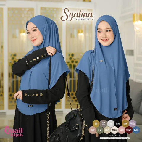 Syahna Hijab Khimar | Jilbab Kerudung Instan Bergo Malay Jumbo Muslim Non Ped Santai Jersey Premium