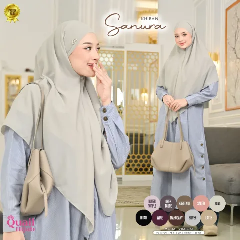 SANURA KHIBAN | Khimar Bandana Viscose | Khiban Resleting Dagu