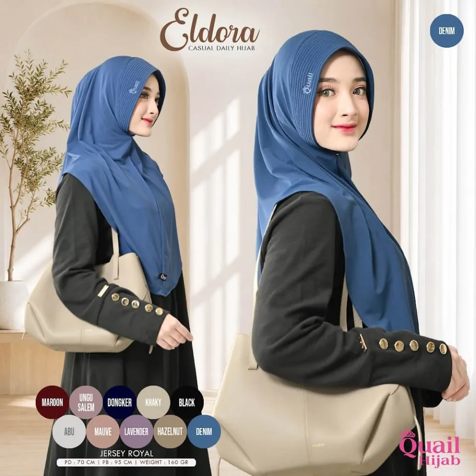 Eldora Daily Hijab Instan | Jilbab Kerudung Instan Panjang Pad Praktis Muslimah | Bergo Jersey Pad Antem — foto 4