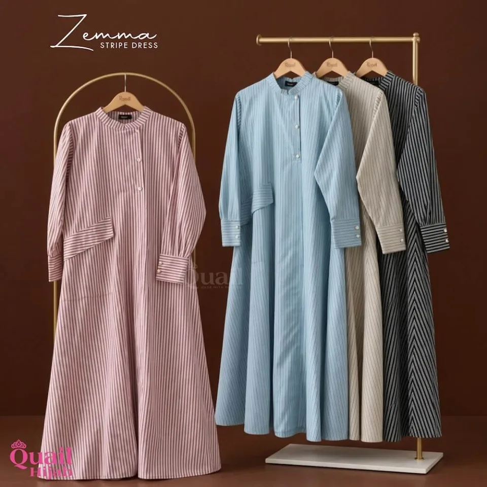 Zemma Dress | Dress Syar' Stripe | Daywear Dress Syar'i — DRESS DEWASA