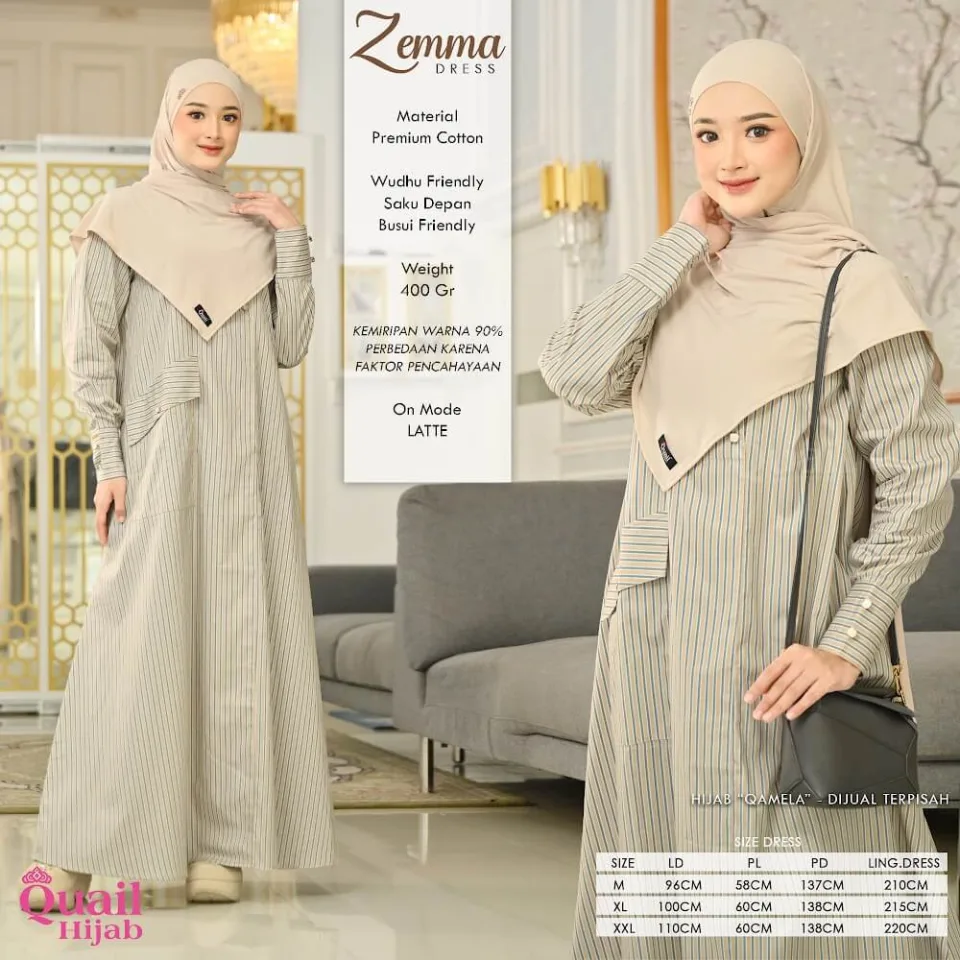 Zemma Dress | Dress Syar' Stripe | Daywear Dress Syar'i — foto 7