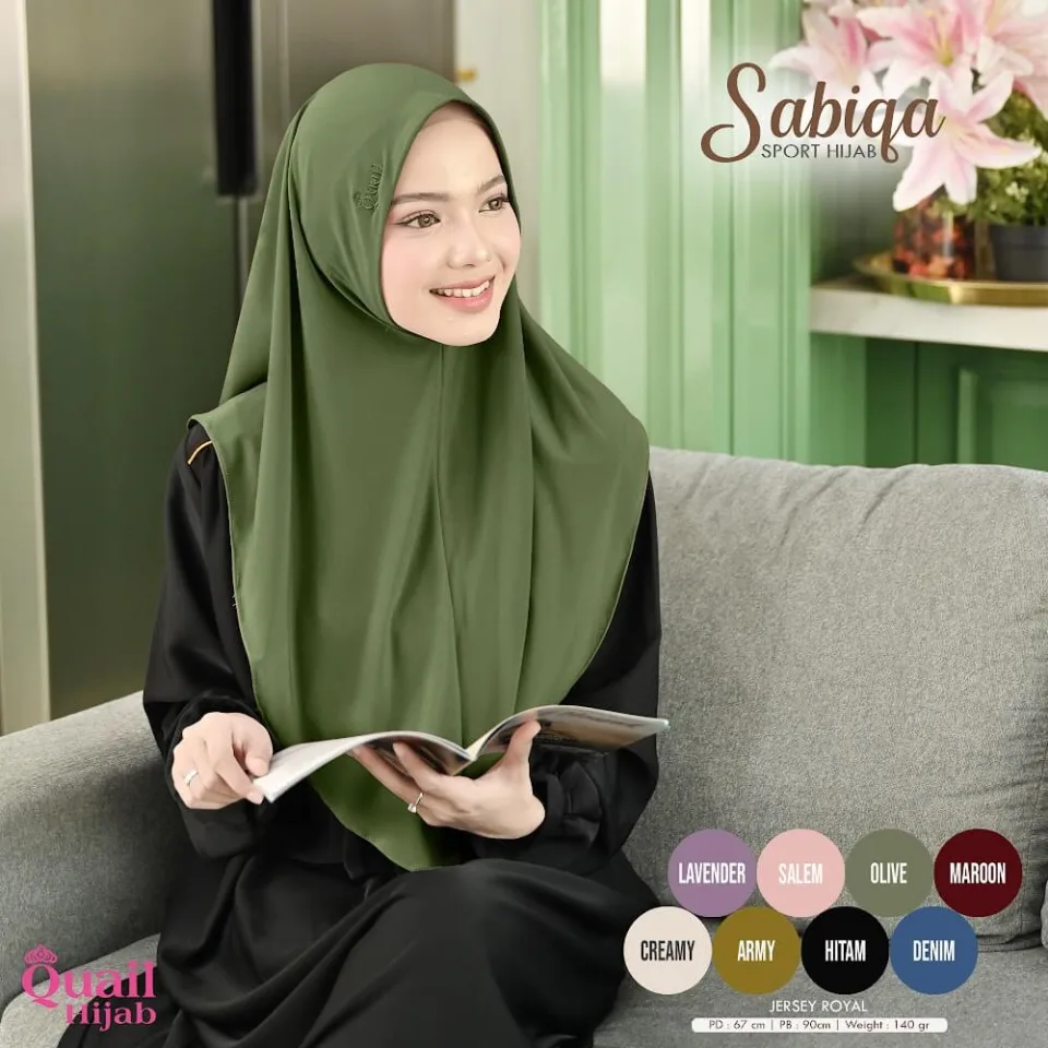 Sabiqa Hijab Instan | Agustusan Outfit | Jilbab Kerudung Merah Instan Casual Daily Sporty Jersey Premium — foto 4
