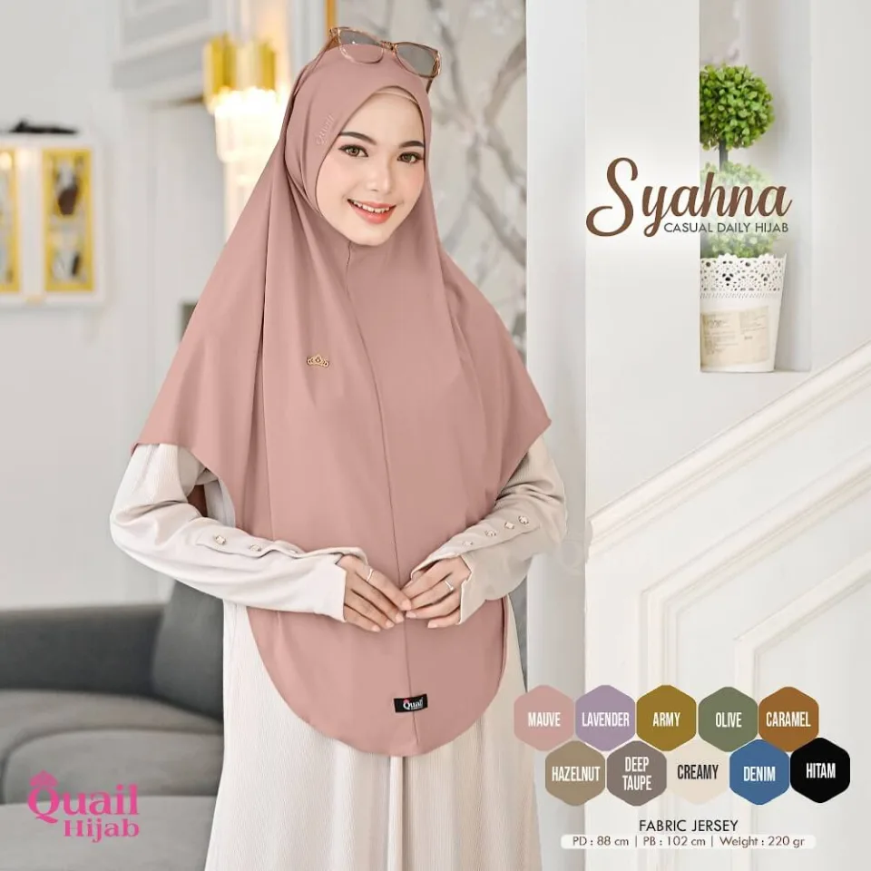 Syahna Hijab Khimar | Jilbab Kerudung Instan Bergo Malay Jumbo Muslim Non Ped Santai Jersey Premium — foto 7