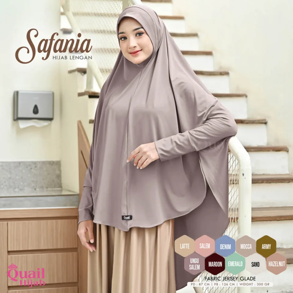 Safania Hijab Instan Lengan Dagu Jumbo | Anti Ribet Panjang Muslimah Daily — foto 3