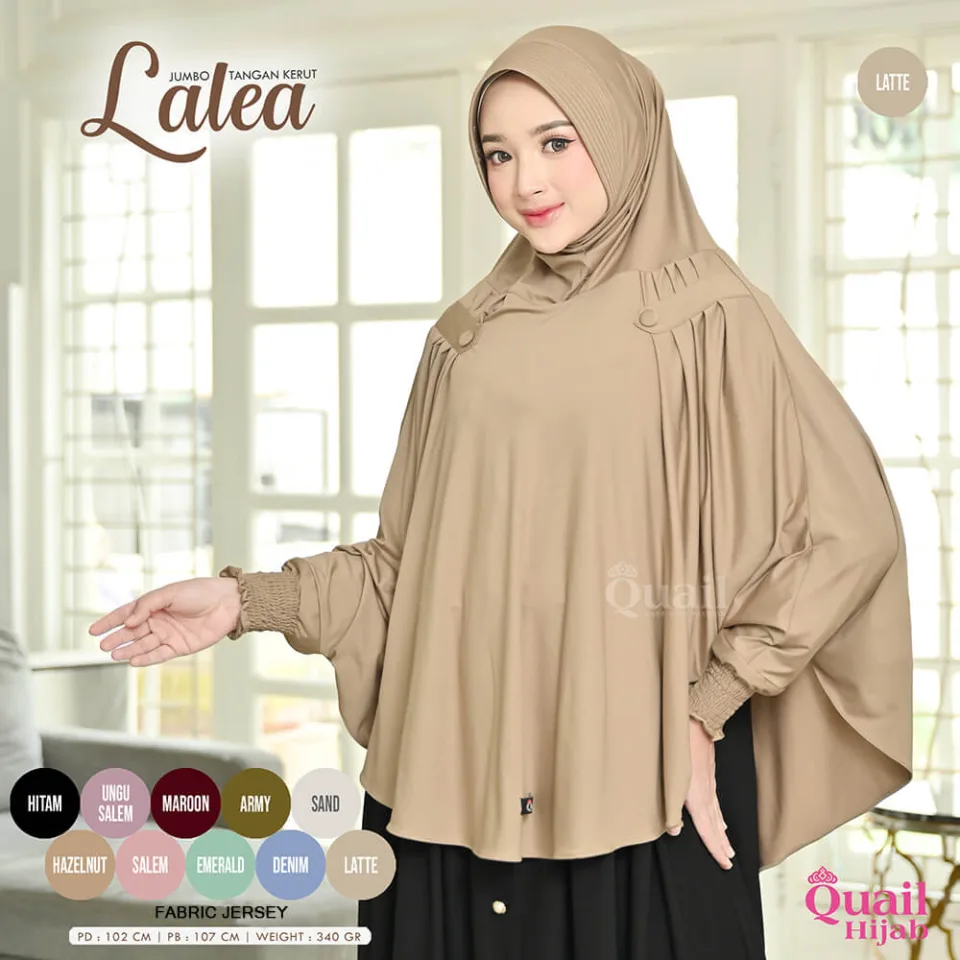 Lalea Hijab Instan Lengan | Syar'i Jersey Premium Adem | Hijab Lengan Pakai Pad — foto 2
