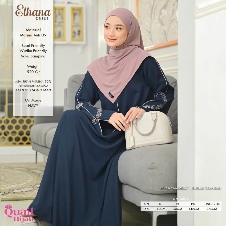 Elhana Dress| Gamis Wanita Muslimah Syar'i | Dress Bordir Anti UV — foto 7