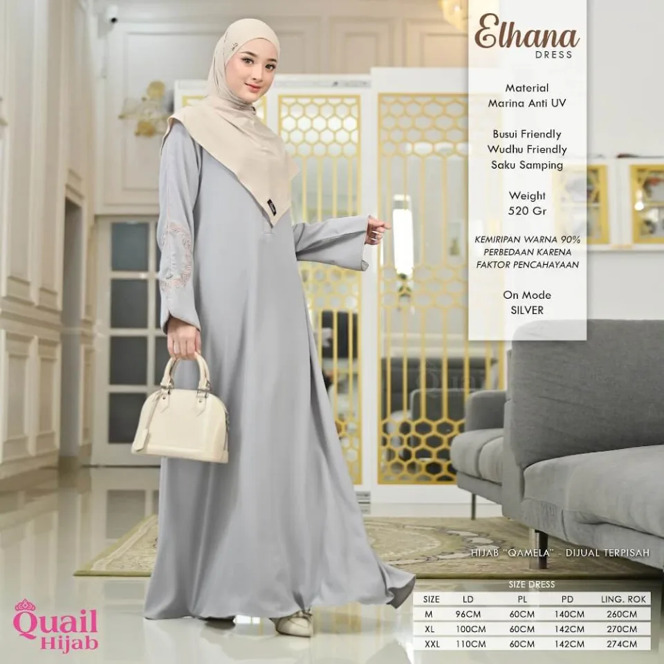 Elhana Dress| Gamis Wanita Muslimah Syar'i | Dress Bordir Anti UV — foto 9