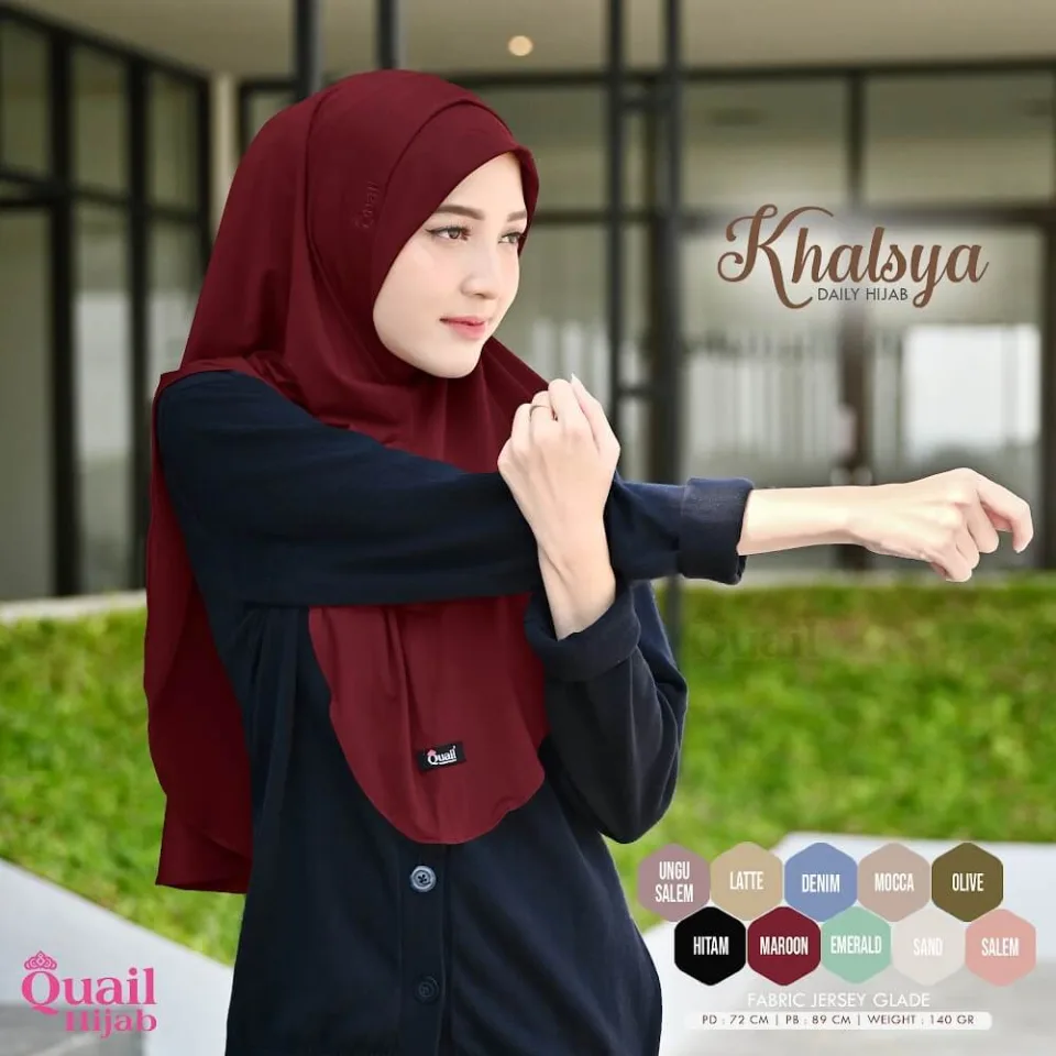 Khalsya Daily Hijab | Jilbab Kerudung Instan Lubang Kacamata Masker Praktis Santai Jersey Premium — foto 6
