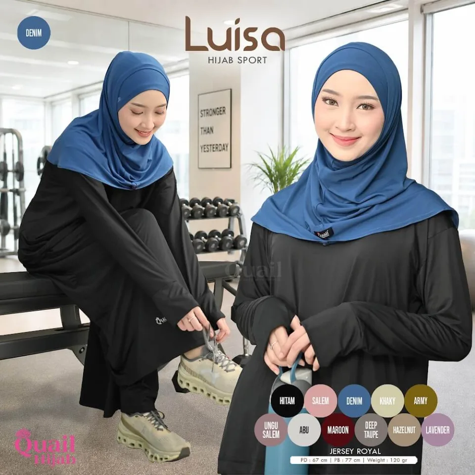 Luisa Jilbab Olah Raga | Sporty Non-Pad Jersey Premium Tali — BERGO