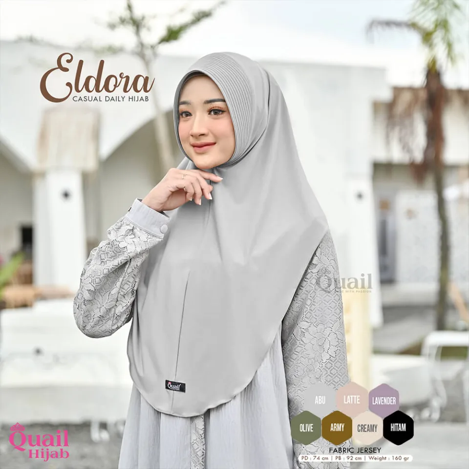 Eldora Daily Hijab Instan | Jilbab Kerudung Instan Panjang Pad Praktis Muslimah | Bergo Jersey Pad Antem — foto 5