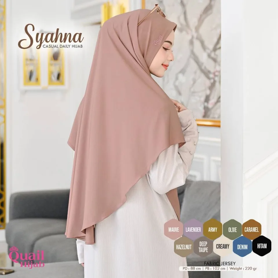 Syahna Hijab Khimar | Jilbab Kerudung Instan Bergo Malay Jumbo Muslim Non Ped Santai Jersey Premium — foto 8