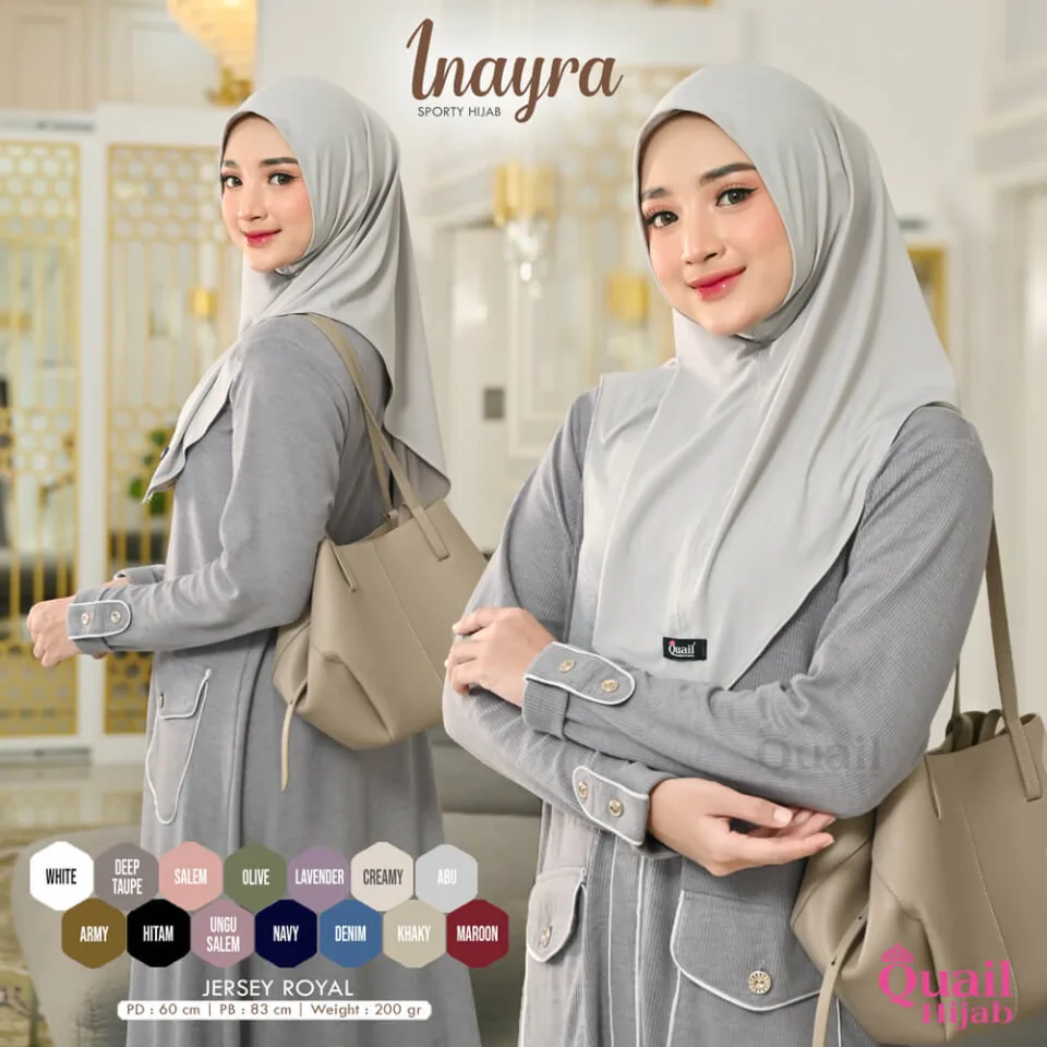 Inayra Hijab Instan Sport | Jilbab Kerudung Instan Non Pad Sport Instan Jersey Premium — foto 6
