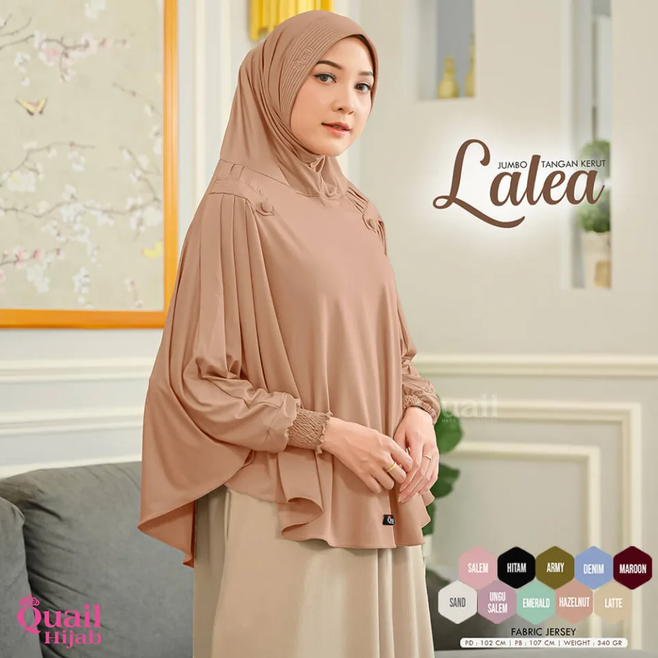 Lalea Hijab Instan Lengan | Syar'i Jersey Premium Adem | Hijab Lengan Pakai Pad — foto 3