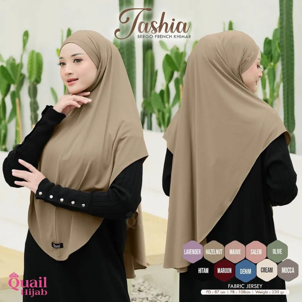 Tashia Hijab French Malaysia | Jilbab Instan Bergo Tali | Khimar Umroh Bandana Khiban — foto 8