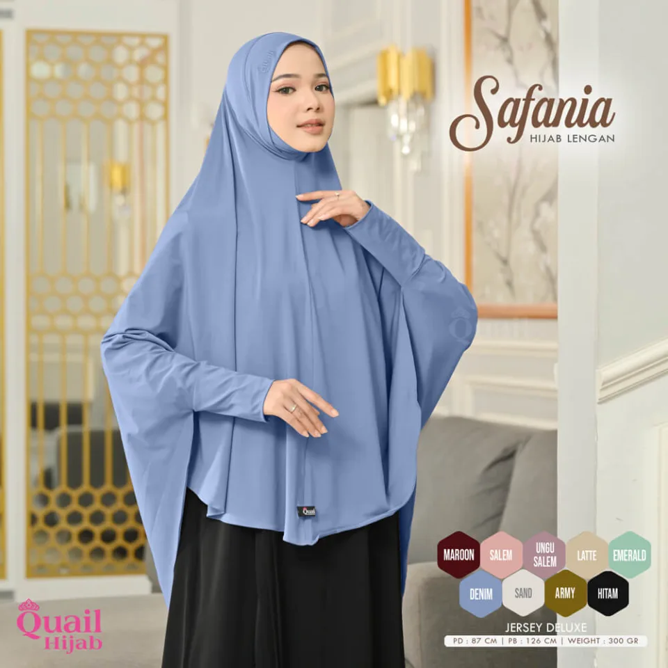 Safania Hijab Instan Lengan Dagu Jumbo | Anti Ribet Panjang Muslimah Daily — foto 2