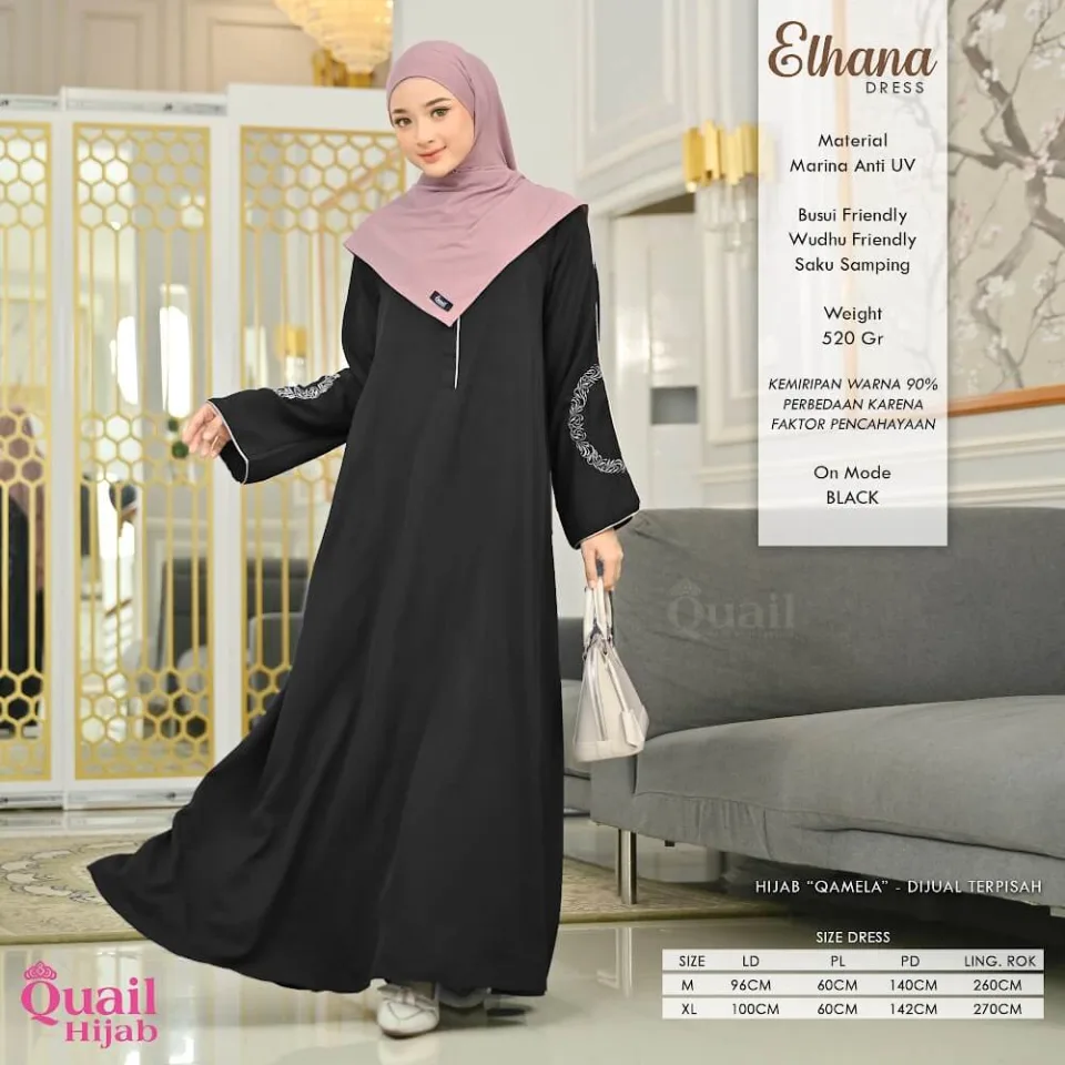Elhana Dress| Gamis Wanita Muslimah Syar'i | Dress Bordir Anti UV — foto 5