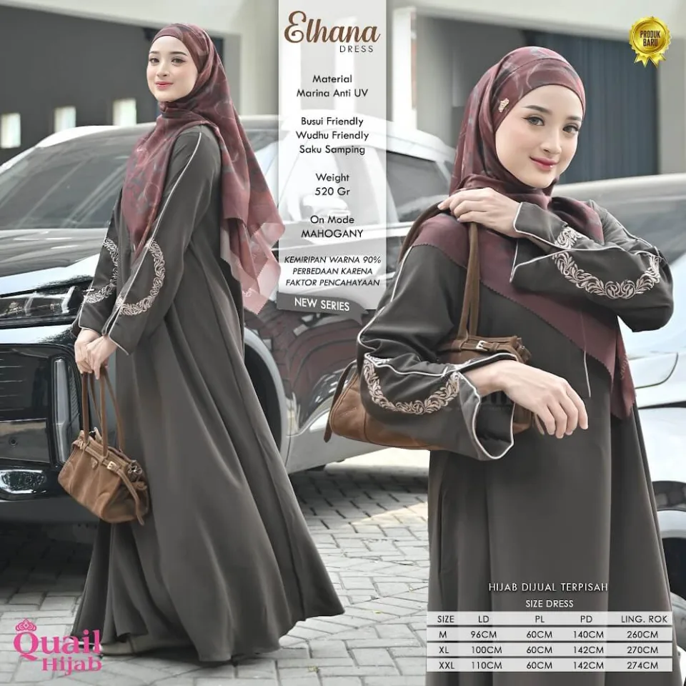 Elhana Dress| Gamis Wanita Muslimah Syar'i | Dress Bordir Anti UV — foto 2