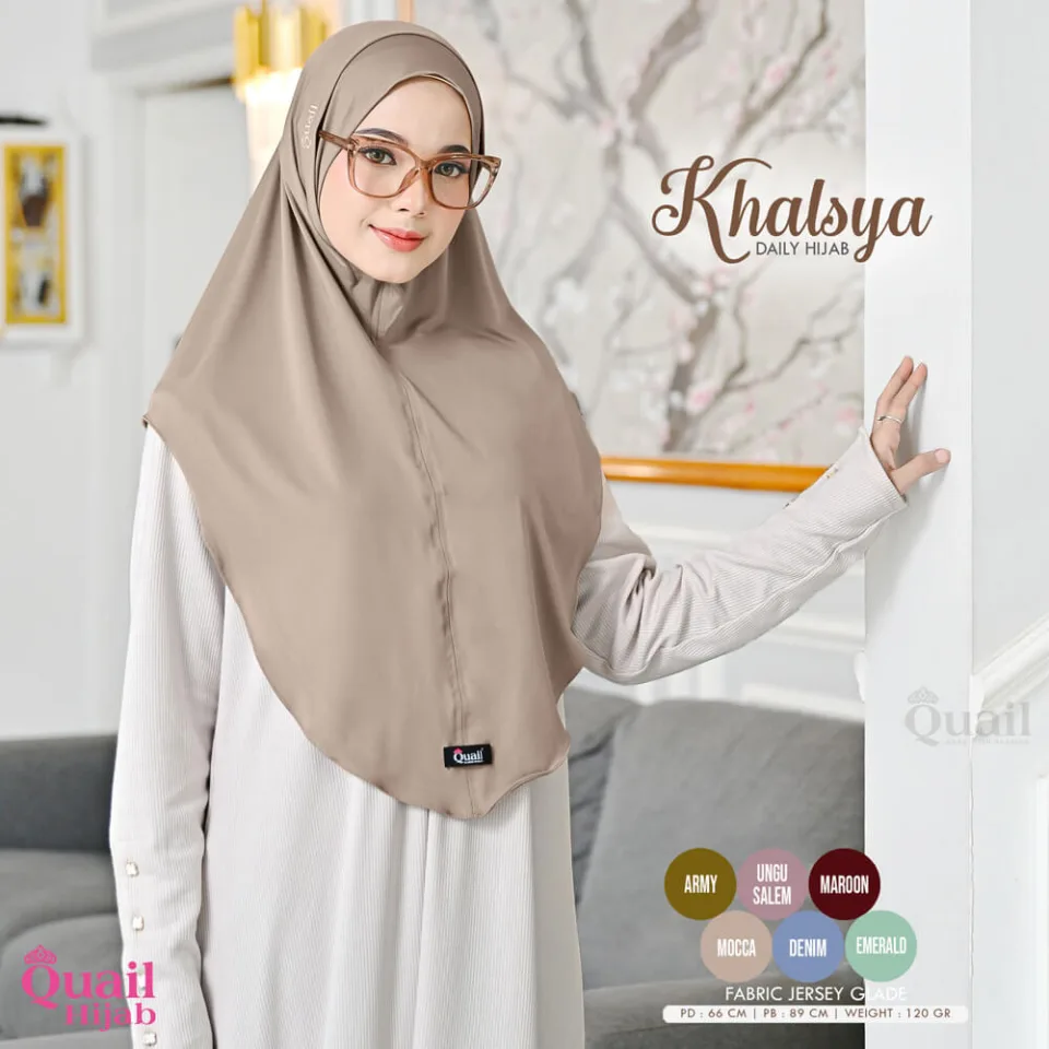 Khalsya Daily Hijab | Jilbab Kerudung Instan Lubang Kacamata Masker Praktis Santai Jersey Premium — foto 3