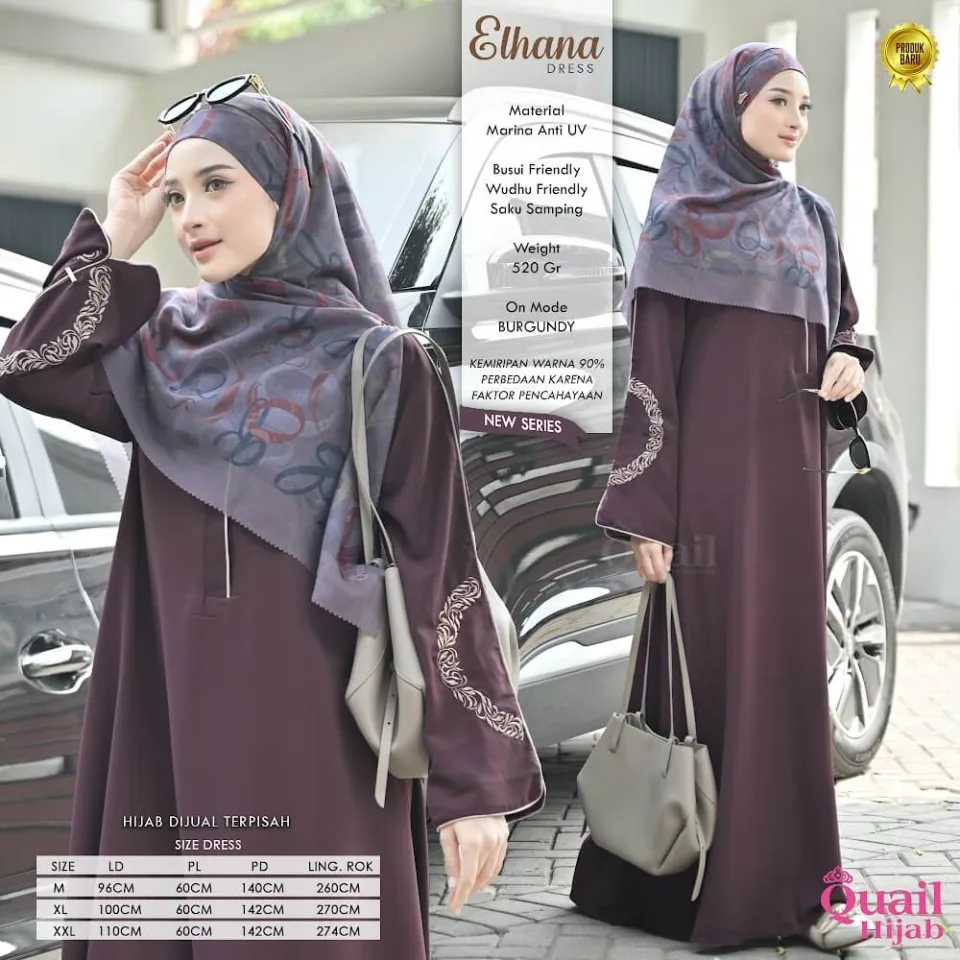 Elhana Dress| Gamis Wanita Muslimah Syar'i | Dress Bordir Anti UV — DRESS DEWASA