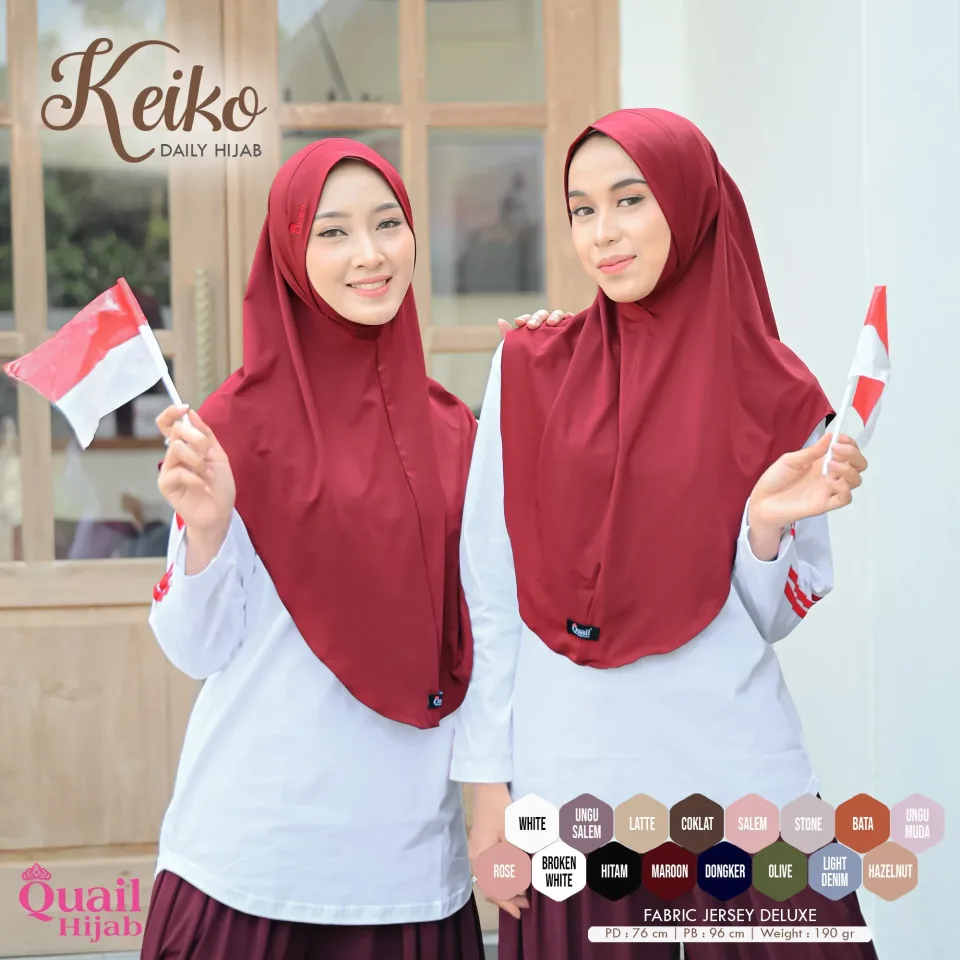 Keiko Hijab Instan size M | Jilbab Kerudung Instan Non Pad Hijab Dagu Malay Jersey Premium — foto 5