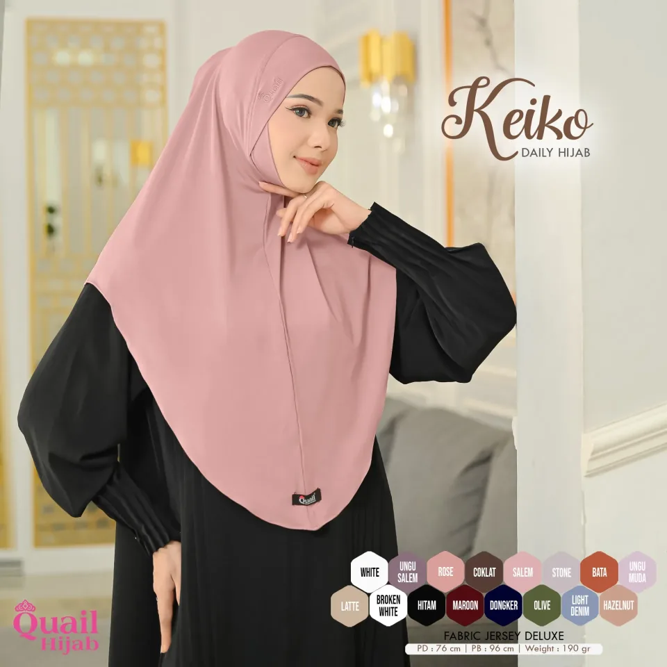 Keiko Hijab Instan size M | Jilbab Kerudung Instan Non Pad Hijab Dagu Malay Jersey Premium — foto 2
