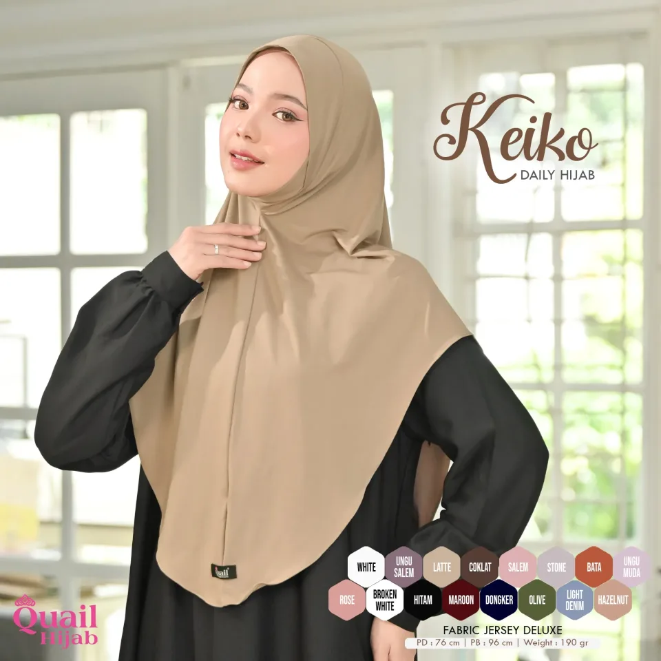 Keiko Hijab Instan size M | Jilbab Kerudung Instan Non Pad Hijab Dagu Malay Jersey Premium — foto 8