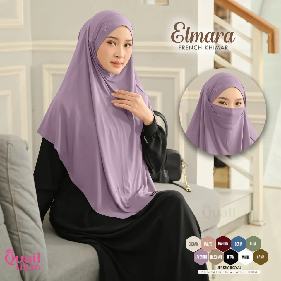 Elmara French Khimar Jersey | Jilbab Umroh Haji ala Malaysia — BERGO