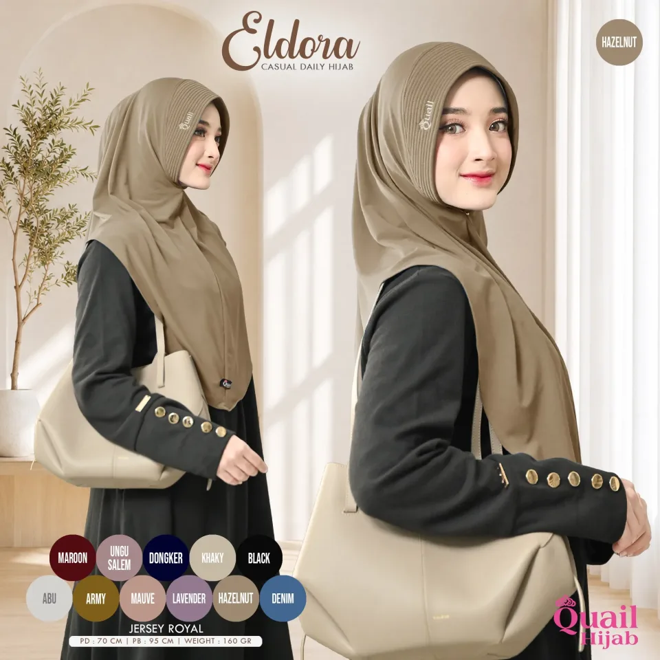 Eldora Daily Hijab Instan | Jilbab Kerudung Instan Panjang Pad Praktis Muslimah | Bergo Jersey Pad Antem — BERGO