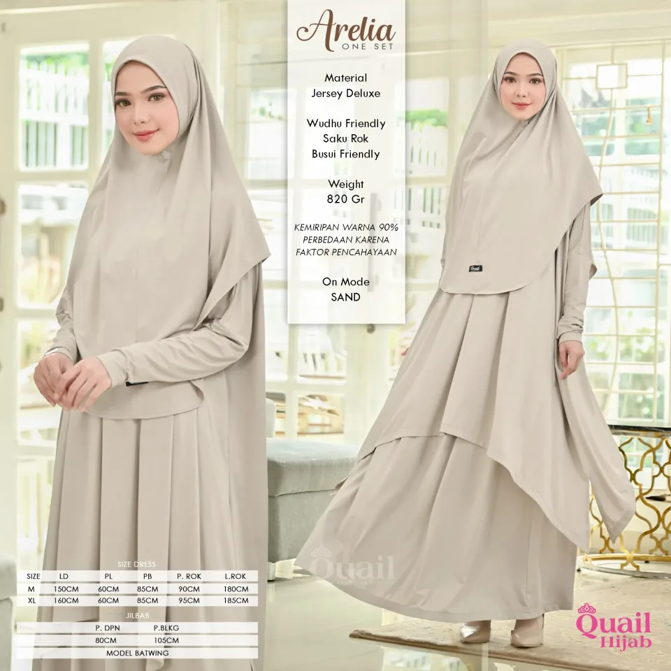 Arelia 3in1 Set | One Set Tunic Rok Hijab | Setelan Oversize Umroh Bahan Jersey | Busui Friendly Premium — foto 5
