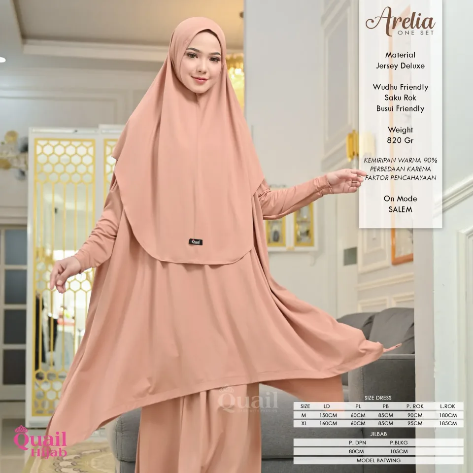 Arelia 3in1 Set | One Set Tunic Rok Hijab | Setelan Oversize Umroh Bahan Jersey | Busui Friendly Premium — foto 6