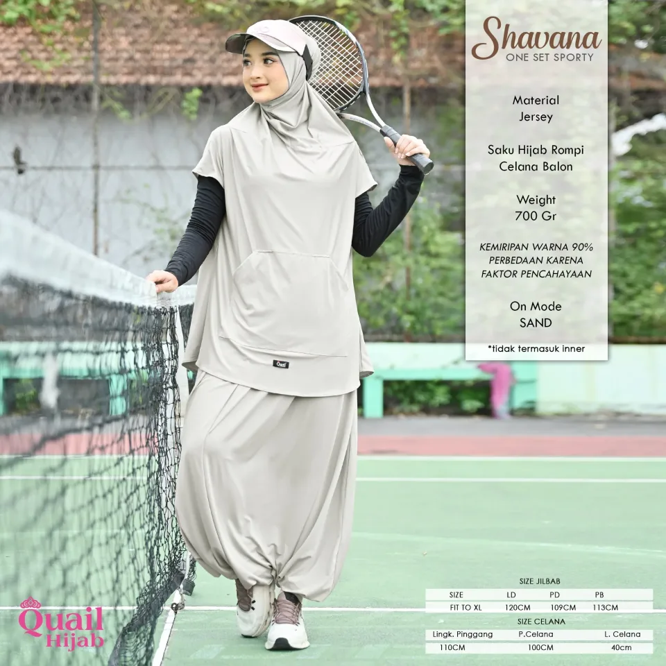 Shavana One Set 2 in 1 Baju Olahraga Muslimah | Outer Hijab dan Celana Sporty Nyaman — foto 6
