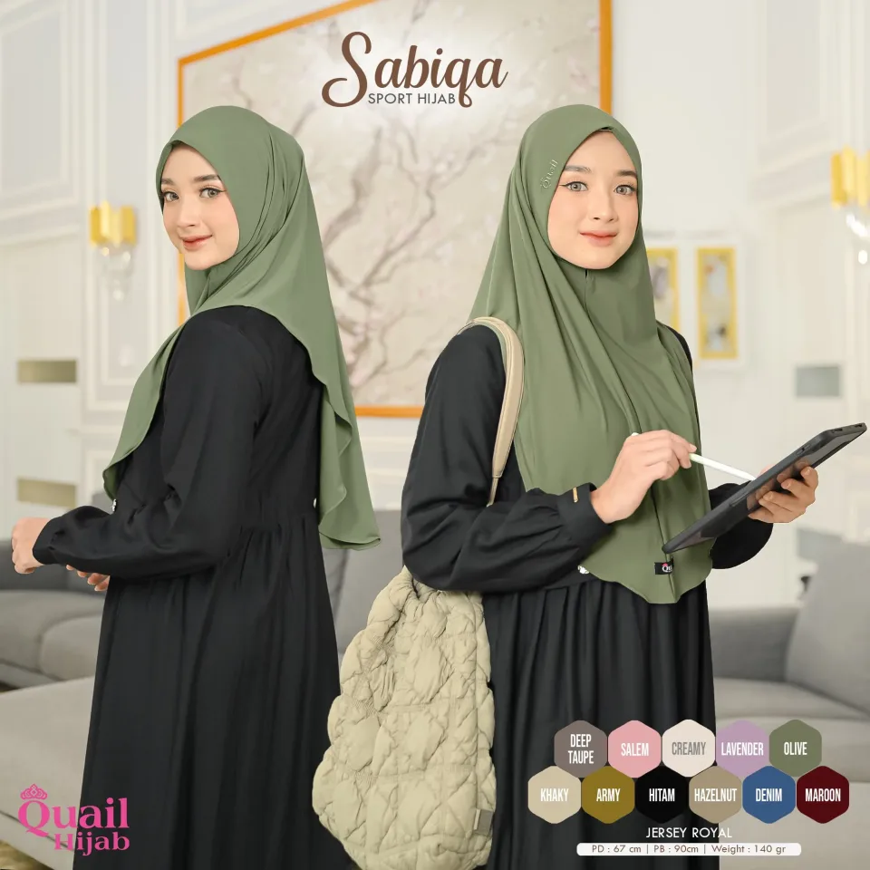 Sabiqa Hijab Instan | Agustusan Outfit | Jilbab Kerudung Merah Instan Casual Daily Sporty Jersey Premium — foto 2