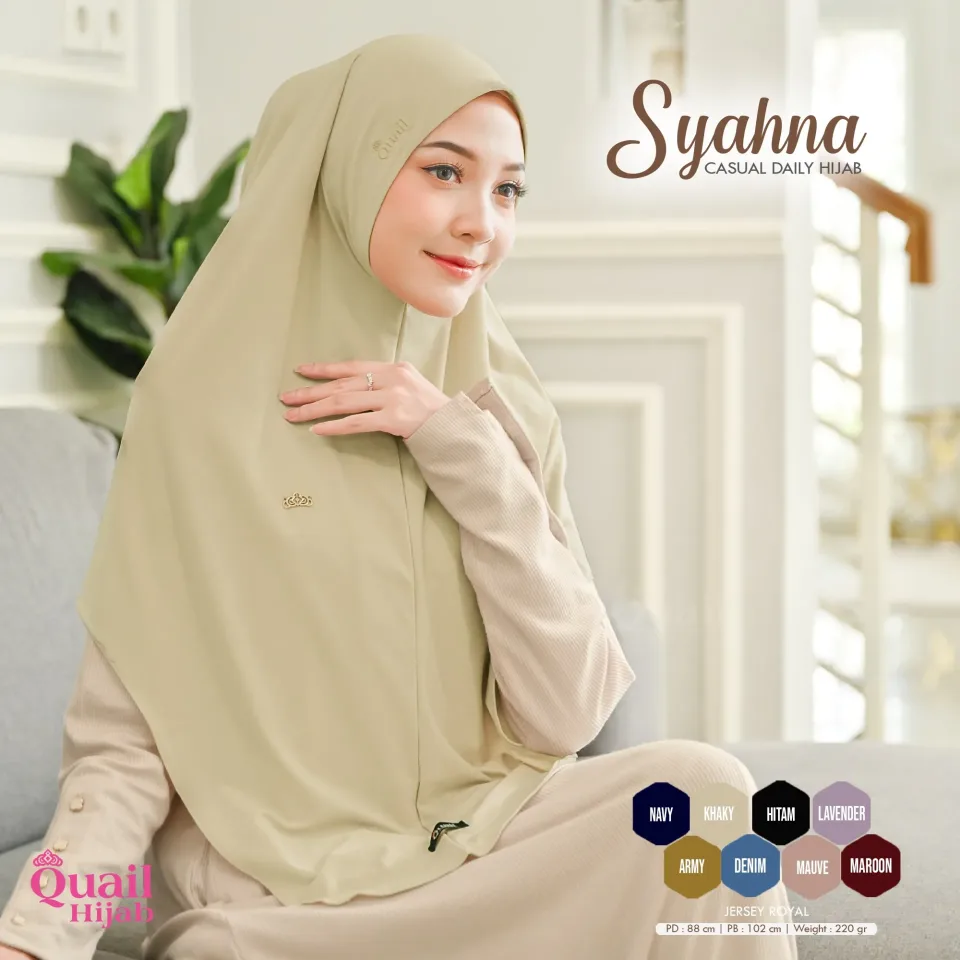 Syahna Hijab Khimar | Jilbab Kerudung Instan Bergo Malay Jumbo Muslim Non Ped Santai Jersey Premium — foto 4