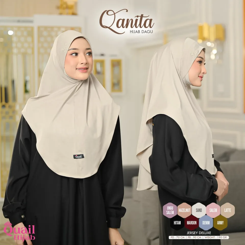 Qanita Jilbab Dagu | Bergo Instan Premium VIRAL jersey tebal — foto 3