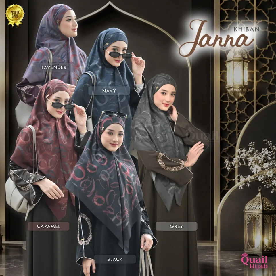 Janna Khimar Bandana | Khiban Voal Motif Syar'i Size 120x120 — KHIMAR BANDANA