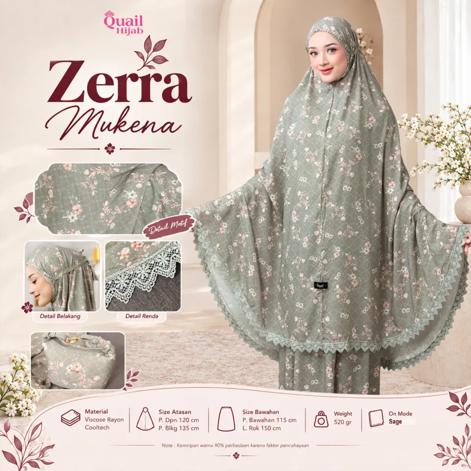 Zerra Mukena Kombinasi Renda Cantik | Mukena Viscose Rayon | Mukena Hampers Seserahan — foto 5