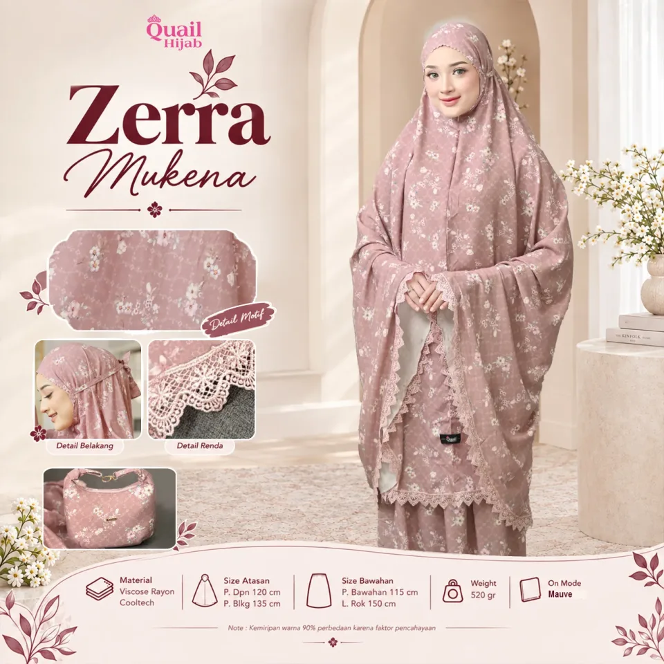 Zerra Mukena Kombinasi Renda Cantik | Mukena Viscose Rayon | Mukena Hampers Seserahan — foto 2