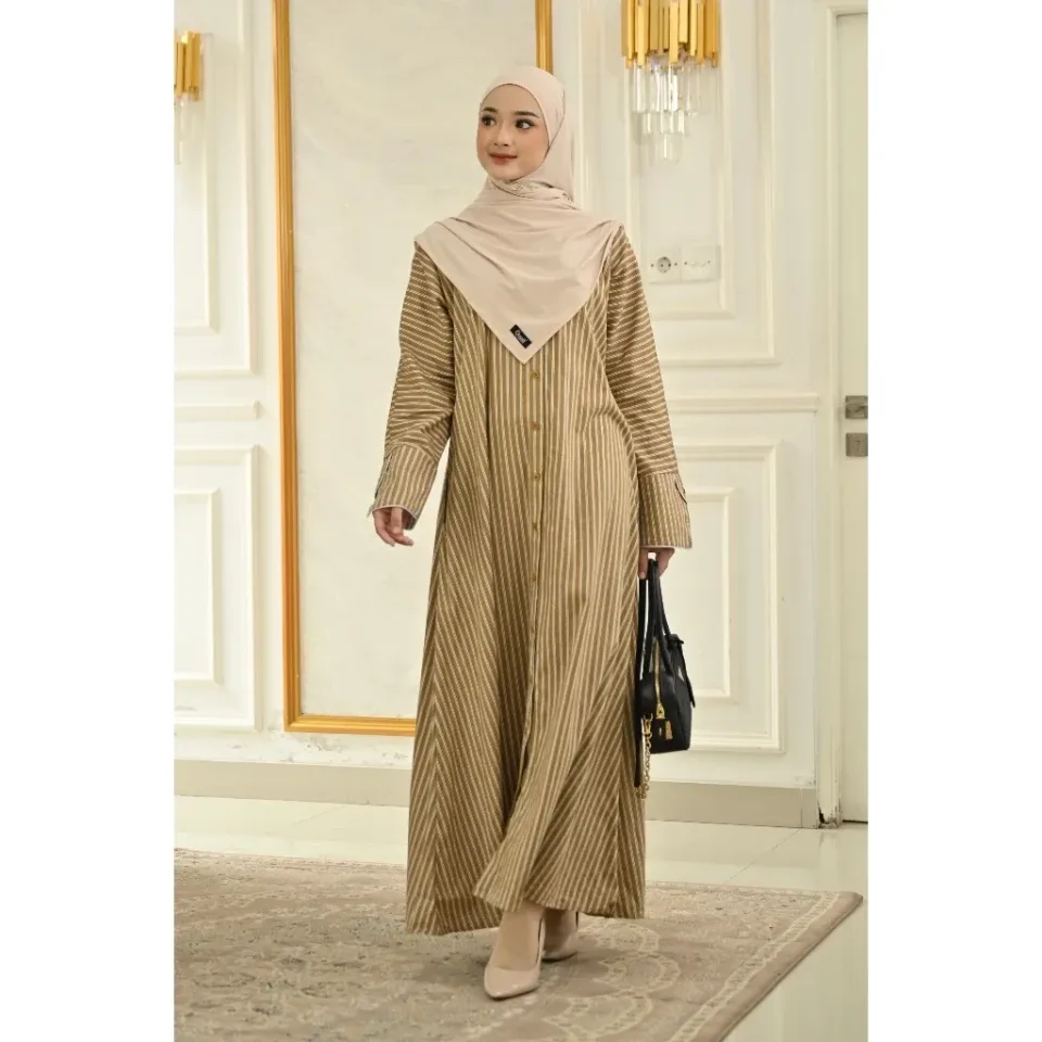 Rihlah Dress Stripe Syar'i | Dress Dayware Stripe | Dress Muslimah Syar'i — foto 6