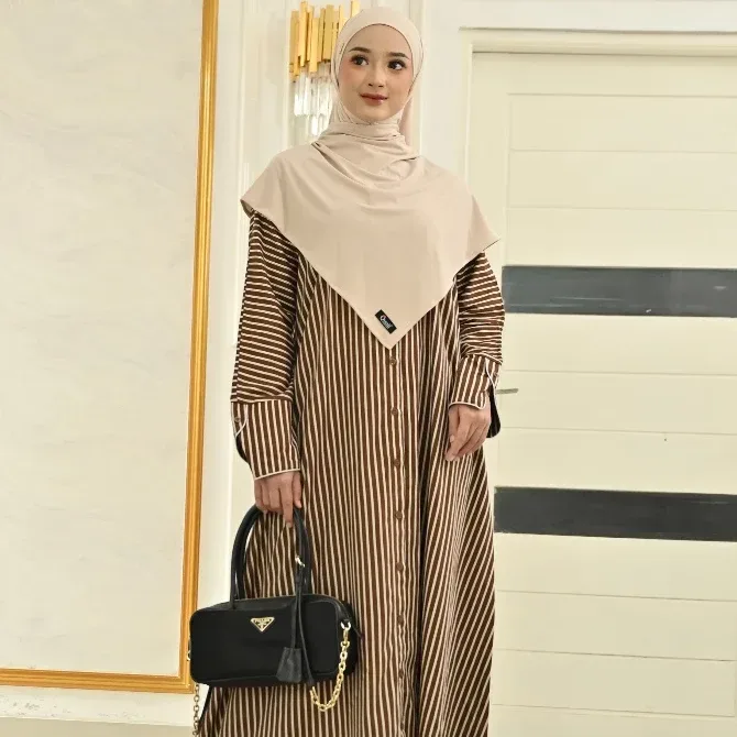 Rihlah Dress Stripe Syar'i | Dress Dayware Stripe | Dress Muslimah Syar'i — DRESS DEWASA